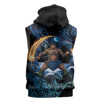Samoa Siva Afi Sleeveless Hoodie Fireknife Fire Dance Pacific Tribal Motif