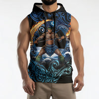 Samoa Siva Afi Sleeveless Hoodie Fireknife Fire Dance Pacific Tribal Motif