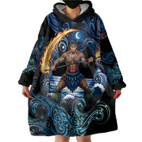 Samoa Siva Afi Wearable Blanket Hoodie Fireknife Fire Dance Pacific Tribal Motif