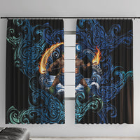 Samoa Siva Afi Window Curtain Fireknife Fire Dance Pacific Tribal Motif