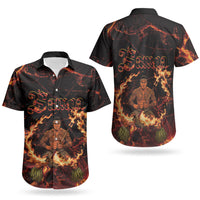 Samoa Siva Afi Dance Fireknife Couples Matching Short Sleeve Bodycon Dress and Hawaiian Shirt Polynesian Heritage Fire Dance