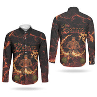 Samoa Siva Afi Dance Fireknife Couples Matching Short Sleeve Bodycon Dress and Long Sleeve Button Shirt Polynesian Heritage Fire Dance