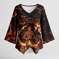Samoa Siva Afi Dance Fireknife Kimono Sleeve Blouse Polynesian Heritage Fire Dance