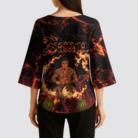 Samoa Siva Afi Dance Fireknife Kimono Sleeve Blouse Polynesian Heritage Fire Dance