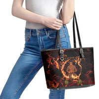 Samoa Siva Afi Dance Fireknife Leather Tote Bag Polynesian Heritage Fire Dance