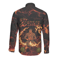 Samoa Siva Afi Dance Fireknife Long Sleeve Button Shirt Polynesian Heritage Fire Dance