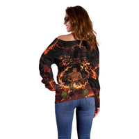 Samoa Siva Afi Dance Fireknife Off Shoulder Sweater Polynesian Heritage Fire Dance