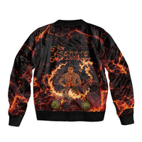 Samoa Siva Afi Dance Fireknife Sleeve Zip Bomber Jacket Polynesian Heritage Fire Dance