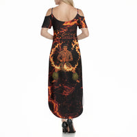 Samoa Siva Afi Dance Fireknife Summer Maxi Dress Polynesian Heritage Fire Dance