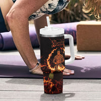 Samoa Siva Afi Dance Fireknife Tumbler With Handle Polynesian Heritage Fire Dance