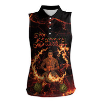 Samoa Siva Afi Dance Fireknife Women Sleeveless Polo Shirt Polynesian Heritage Fire Dance