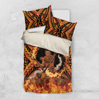 Samoa Siva Afi Dance Fireknife Bedding Set Samoan Tribal Motif Dancing in the Fire