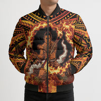 Samoa Siva Afi Dance Fireknife Bomber Puffer Jacket Samoan Tribal Motif Dancing in the Fire