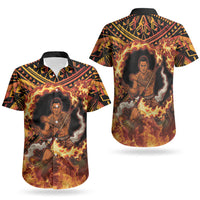 Samoa Siva Afi Dance Fireknife Couples Matching Tank Maxi Dress and Hawaiian Shirt Samoan Tribal Motif Dancing in the Fire