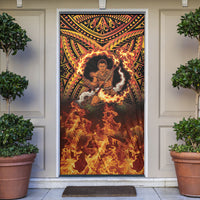 Samoa Siva Afi Dance Fireknife Door Cover Samoan Tribal Motif Dancing in the Fire