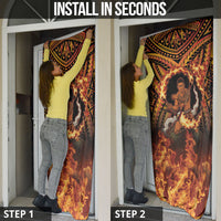 Samoa Siva Afi Dance Fireknife Door Cover Samoan Tribal Motif Dancing in the Fire