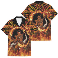 Samoa Siva Afi Dance Fireknife Family Matching Mermaid Dress and Hawaiian Shirt Samoan Tribal Motif Dancing in the Fire