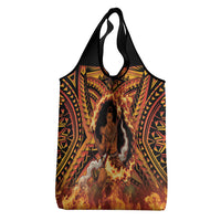 Samoa Siva Afi Dance Fireknife Grocery Bag Samoan Tribal Motif Dancing in the Fire