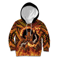 Samoa Siva Afi Dance Fireknife Kid Hoodie Samoan Tribal Motif Dancing in the Fire