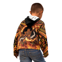 Samoa Siva Afi Dance Fireknife Kid Hoodie Samoan Tribal Motif Dancing in the Fire