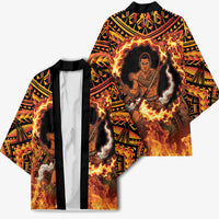 Samoa Siva Afi Dance Fireknife Kimono Samoan Tribal Motif Dancing in the Fire