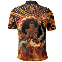 Samoa Siva Afi Dance Fireknife Polo Shirt Samoan Tribal Motif Dancing in the Fire