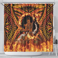 Samoa Siva Afi Dance Fireknife Shower Curtain Samoan Tribal Motif Dancing in the Fire