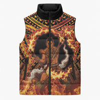 Samoa Siva Afi Dance Fireknife Sleeveless Puffer Jacket Samoan Tribal Motif Dancing in the Fire