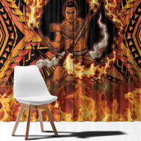 Samoa Siva Afi Dance Fireknife Window Curtain Samoan Tribal Motif Dancing in the Fire