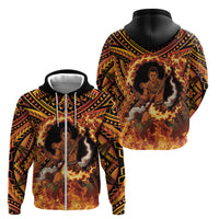 Samoa Siva Afi Dance Fireknife Zip Hoodie Samoan Tribal Motif Dancing in the Fire