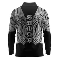 Samoan Ula Nifo Afi Tribal Long Sleeve Polo Shirt Polynesian Pattern