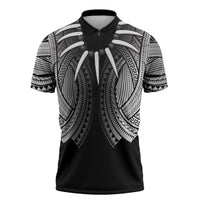 Samoan Ula Nifo Afi Tribal Zipper Polo Shirt Polynesian Pattern