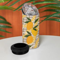 Maku'e Hawaiian Mango Palaka 4 in 1 Can Cooler Tumbler Aloha Hibiscus Pikake Lei