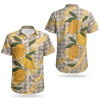 Maku'e Hawaiian Mango Palaka Couples Matching Tank Maxi Dress and Hawaiian Shirt Aloha Hibiscus Pikake Lei