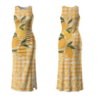 Alani Hawaiian Mango Palaka Couples Matching Tank Maxi Dress and Hawaiian Shirt Aloha Hibiscus Pikake Lei