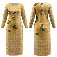 Alani Hawaiian Mango Palaka Family Matching Long Sleeve Bodycon Dress and Hawaiian Shirt Aloha Hibiscus Pikake Lei