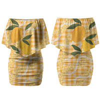 Alani Hawaiian Mango Palaka Family Matching Off Shoulder Short Dress and Hawaiian Shirt Aloha Hibiscus Pikake Lei