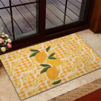 Alani Hawaiian Mango Palaka Rubber Doormat Aloha Hibiscus Pikake Lei