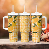 Alani Hawaiian Mango Palaka Tumbler With Handle Aloha Hibiscus Pikake Lei