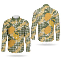 Uliuli Ahiahia Hawaiian Mango Palaka Couples Matching Puletasi and Long Sleeve Button Shirt Aloha Hibiscus Pikake Lei
