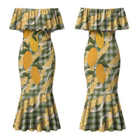 Uliuli Ahiahia Hawaiian Mango Palaka Family Matching Mermaid Dress and Hawaiian Shirt Aloha Hibiscus Pikake Lei