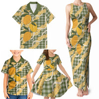 Uliuli Ahiahia Hawaiian Mango Palaka Family Matching Tank Maxi Dress and Hawaiian Shirt Aloha Hibiscus Pikake Lei