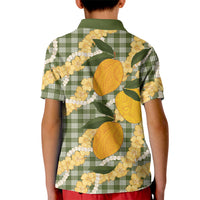 Uliuli Ahiahia Hawaiian Mango Palaka Kid Polo Shirt Aloha Hibiscus Pikake Lei