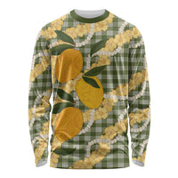 Uliuli Ahiahia Hawaiian Mango Palaka Long Sleeve Shirt Aloha Hibiscus Pikake Lei