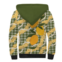 Uliuli Ahiahia Hawaiian Mango Palaka Sherpa Hoodie Aloha Hibiscus Pikake Lei