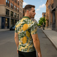 Uliuli Ahiahia Hawaiian Mango Palaka Zipper Polo Shirt Aloha Hibiscus Pikake Lei