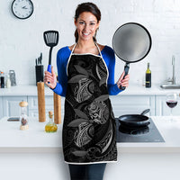Hawaiian Mango Tribal Tattoo Apron Black White Pacific Traditional Pattern