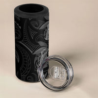 Hawaiian Mango Tribal Tattoo 4 in 1 Can Cooler Tumbler Black White Pacific Traditional Pattern