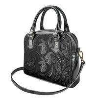 Hawaiian Mango Tribal Tattoo Shoulder Handbag Black White Pacific Traditional Pattern
