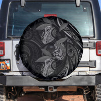 Hawaiian Mango Tribal Tattoo Spare Tire Cover Black White Pacific Traditional Pattern